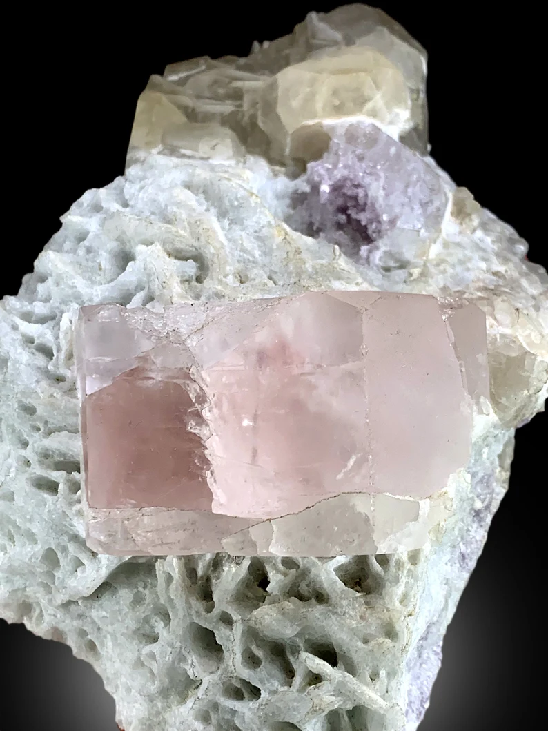Pink Morganite with Pollucite and Quartz, Morganite Specimen, Quartz Crystal, Mineral Specimen, Healing Crystals, Chakra Crystal, 1298 gram