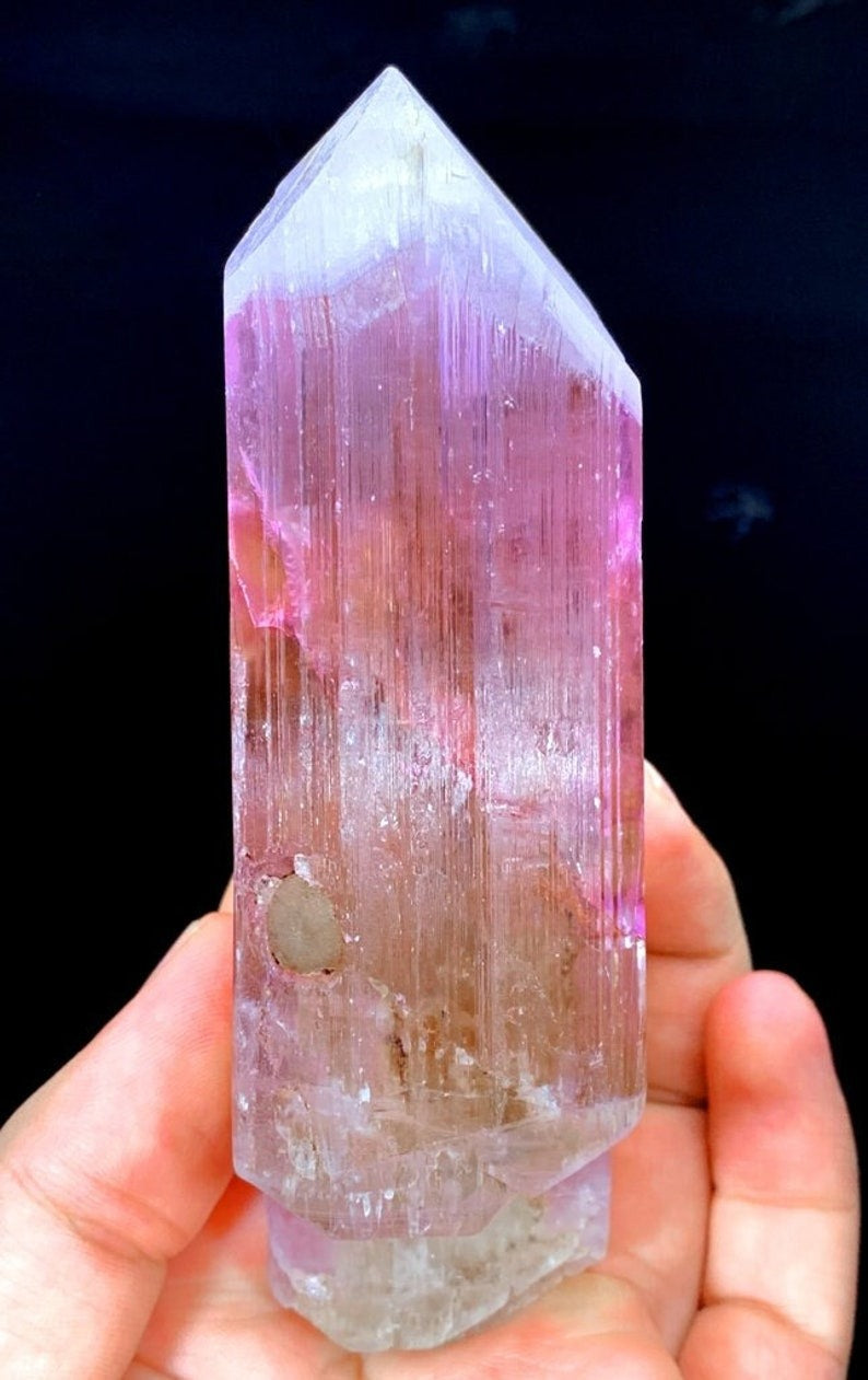 Natural Terminated Twinned Pink Kunzite Crystal From Afghanistan - 405 g