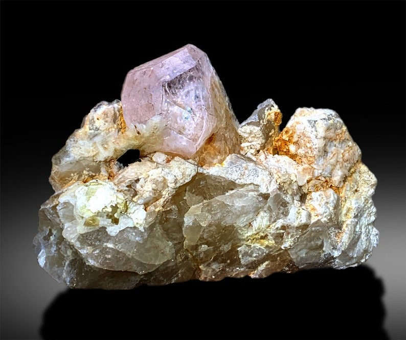 Pink Morganite Crystal with Tourmaline and Quartz, Morganite Specimen, Tourmaline Crystal, Mineral Specimen from Afghanistan, 439 g