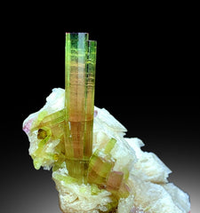 Watermelon Tourmaline Crystals on Feldspar, Bicolor Tourmaline Crystals, Tourmaline Specimen, Tourmaline Cluster, Mineral Specimen, 149 g