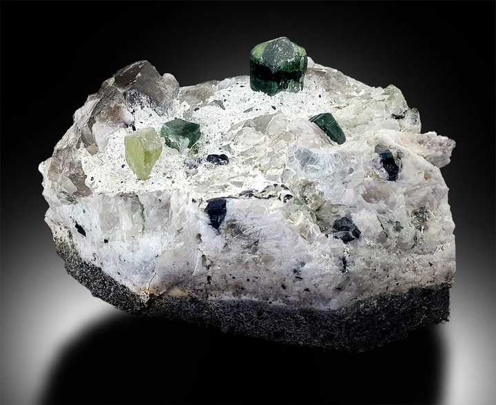 Tourmaline with Triphane Kunzite, Apatite and Quartz Combo Specimen, Green Tourmaline Crystals, Yellow Triphane, Apatite Crystal, 1734 Gram