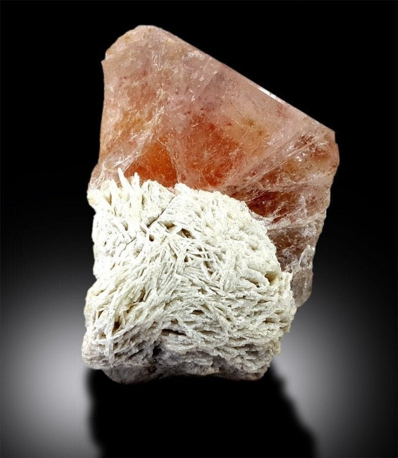 Pink Morganite Crystal With Albite, Natural Morganite, Fine Minerals, Morganite SPecimen From Afghanistan 1568 Gram