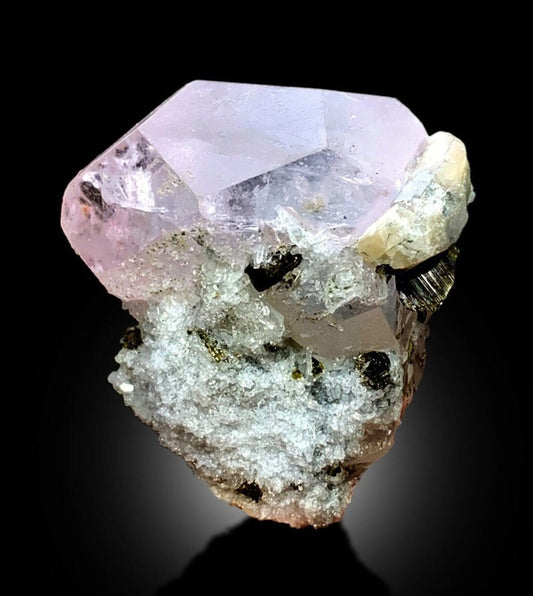 AquaMorganite with Green Tourmalines, Pink Morganite Crystal, Morganite Specimen, Mineral Specimen, Bicolor Beryl - 137 gram