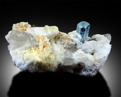 Natural Aquamarine Crystal with Quartz and Albite from Shigar Pakistan - 329 g , 109*70*50 mm