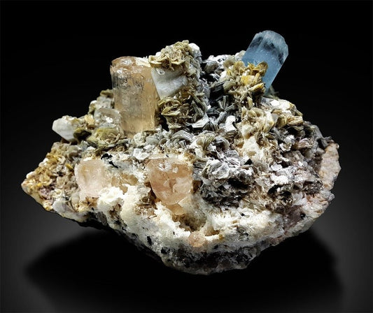 Aquamarine Specimen, Aquamarine With Topaz Schorl Quartz Mica Combo Mineral Specimen, Aquamarine From Shigar Pakistan 1387 g , 131*120 mm