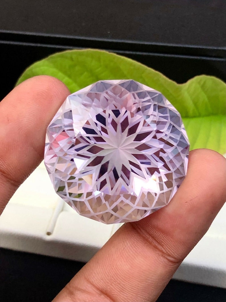 Round Flower Cut Purple Color Amethyst Gemstone, Loose Gemstone, Amethyst Jewellry, Jewellry Making, Gemstone Jewellry - 141.20 cts