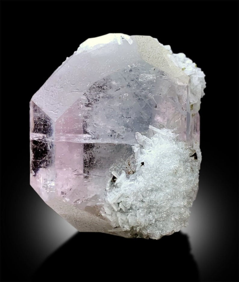 AquaMorganite with Green Tourmalines, Pink Morganite Crystal, Tourmaline Specimen, Mineral Specimen, Bicolor Beryl, 60 Gram