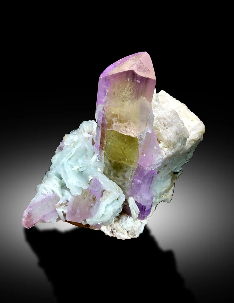 V Shape Terminated Pink Color Kunzite with Cleavelandite Albite and Quartz, Kunzite Crystals, Kunzite Specimen from Afghanistan - 1280 gram