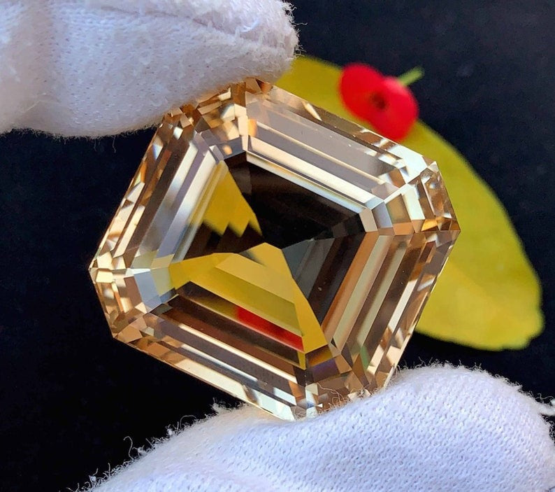 Asscher Cut Champagne Topaz Gemstone, Loose gemstone, Topaz Faceted Cut Stone, Jewellry Making, Topaz Jewellry - 201.00 CT