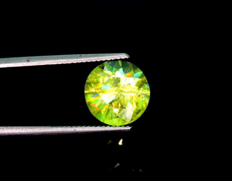 Round Cut Yellow Sphene Gemstone, Great Dispersion Sphene Gemstone, Loose Gemstone - 5.45 CT