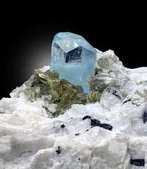 Natural Aquamarine Crystal With Mica Schorl and Feldspar Mineral Specimen From Skardu Pakistan - 1413 gram