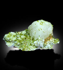 Green Tourmaline Crystals Cluster with Pollucite Mineral Specimen From Chapu Mine Skardu Pakistan - 873 gram