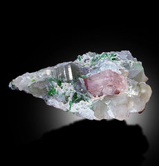 Pink Morganite With Green Tourmalines, Quartz and Albite Mineral Specimen From Afghanistan - 514 gram