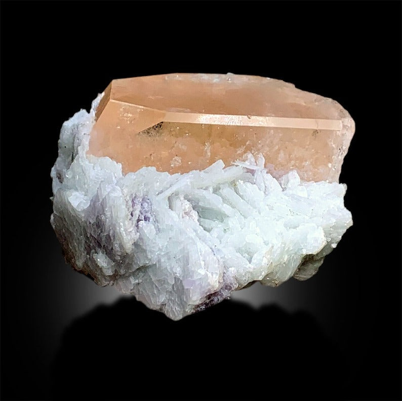 Morganite Specimen, Morganite Crystal, Morganite on Albite, Peach color Morganite, Raw Morganite, Morganite stone, Mineral Specimen, 192 g