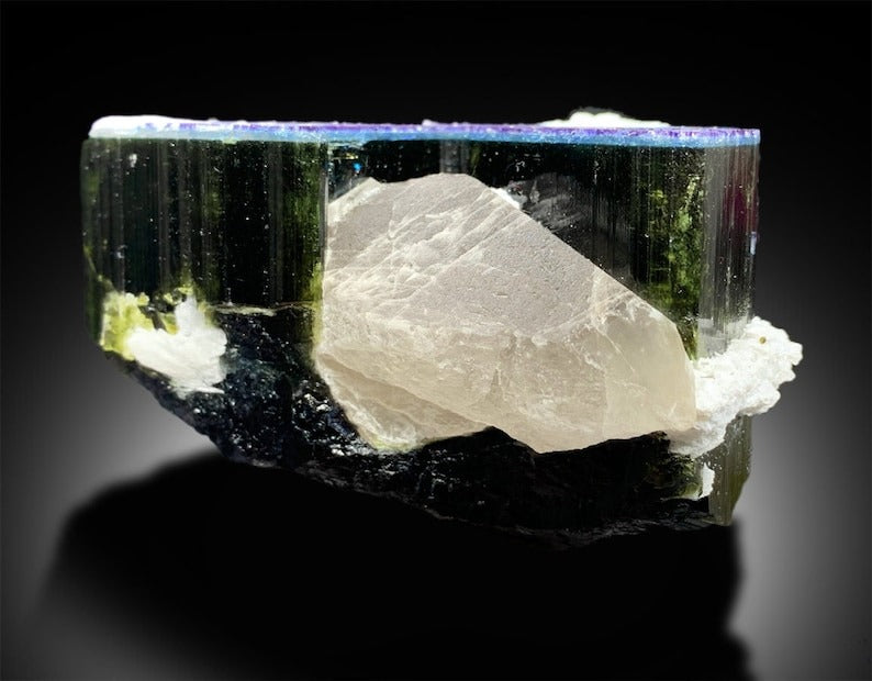 Blue Cap Tourmaline | Tourmaline Specimen | Tourmaline Crystal | Tourmaline for sale | Paprok Tourmaline | Raw Crystal, 446 g, 81*74*47 mm