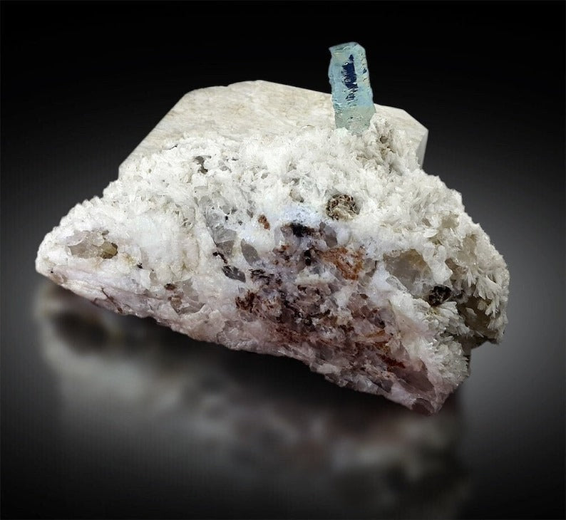 Aquamarine Crystal with Topaz , Albite and Feldspar from Shigar Pakistan - 634 g , 122*87 mm