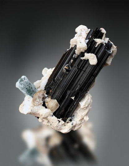 Aquamarine with Apatite on Schorl, Natural Aquamarine, Apatite Stone, Fine Mineral, Raw Gems, Aquamarine Mineral Specimen - 299 Gram