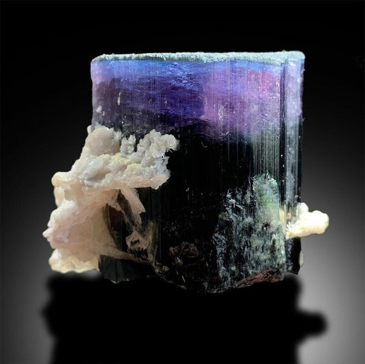 Blue Purple Tourmaline Crystal with Cleavelindite, Mineral Specimen, Natural Tourmaline, Tourmaline From Paprock 106 g , 37*46*39 mm