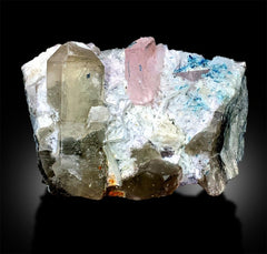 Natural Pink Color Morganite Crystal with Blue Smoky Quartz and Cleavelandite Albite, Morganite Specimen, Raw Mineral - 1044 gram