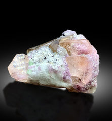 Peach Pink Color Morganite Crystals with Tourmalines, Pink Lepidolite and Smoky Quartz, Morganite Specimen from Dara-i-Pech Afghanistan