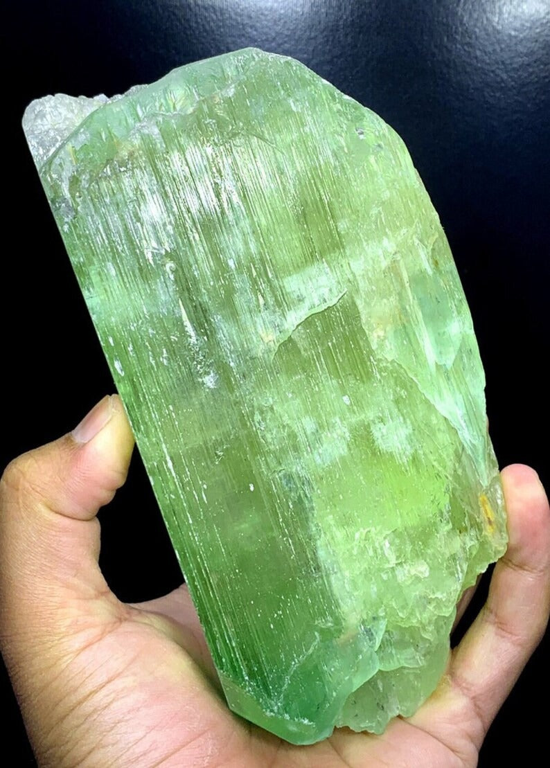 Bicolor Kunzite Crystal, Green Kunzite var Hiddenite Crystal, Natural Hiddenite Kunzite Specimen, Raw Kunzite From Afghanistan - 1518 gram