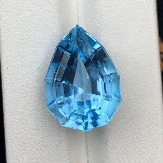 Pear Cut Topaz Loose Gemstone, Deep Blue Topaz Stone For Jewelry Making, Faceted Topaz Gemstone, Swiss Blue Topaz Cut Gemstone, 24 CT