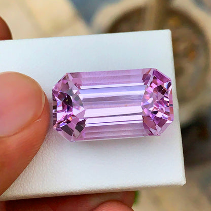 Lilac Kunzite Gemstone, Natural Kunzite Jewelry Stone, Emerald Cut Kunzite
