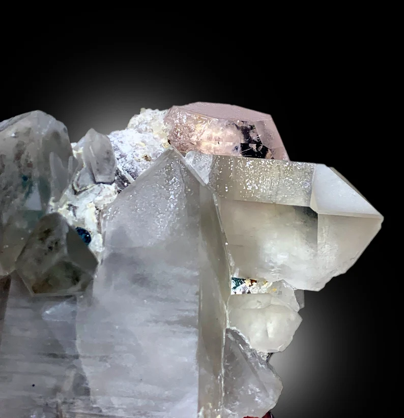 Pink Morganite With Tourmaline, Quartz and Albite Mineral Specimen From Afghanistan - 340 gram