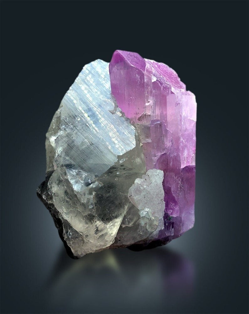 Pink Kunzite Crystal on Quartz, Natural Kunzite, Kunzite Stone, Aesthetic Mineral, Fine Mineral, Kunzite Specimen From Afghanistan 1469 g