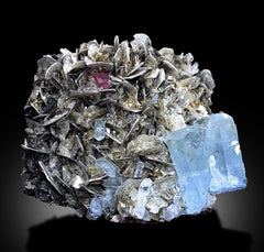 Natural Blue Aquamarine Crystals with Pink Apatite, Muscovite Mica, Aquamarine Specimen, Aquamarine from Gilgit Baltistan Pakistan - 1317 g