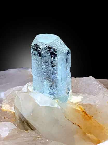 Natural Terminated Blue Aquamarine Crystal on Quartz Mineral Specimen From Skardu Pakistan - 3297 gram
