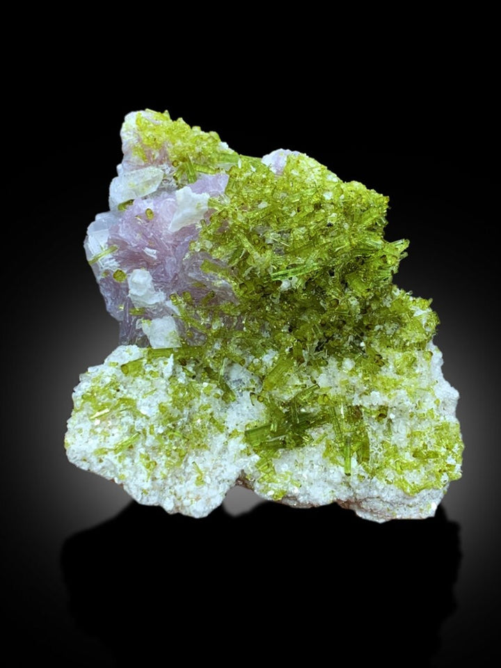 Green Tourmaline Crystals with Pink Lepidolite, Tourmaline Specimen, Tourmaline Cluster, Tourmaline for sale, Mineral Specimen, 492 g