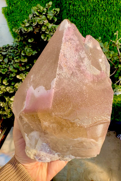 Crystallized Rose Quartz with Tourmaline on Smoky Quartz from Afghanistan, 2025 gram