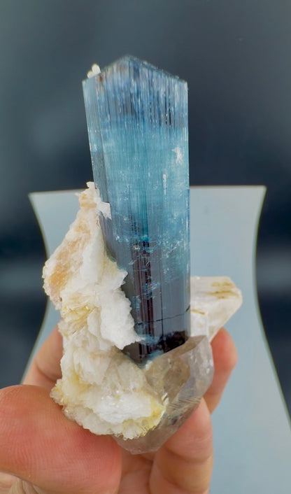 Indicolite Blue Tourmaline with Smoky Quartz, Albite and Mica from Afghanistan, 64 gram