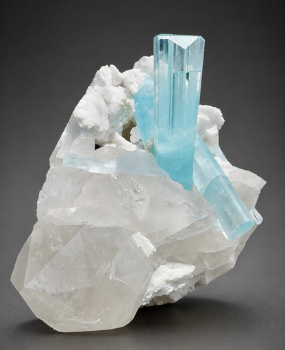 Museum Grade Aquamarine specimen with Quartz and Feldspar from Pakistan, 1696 gram