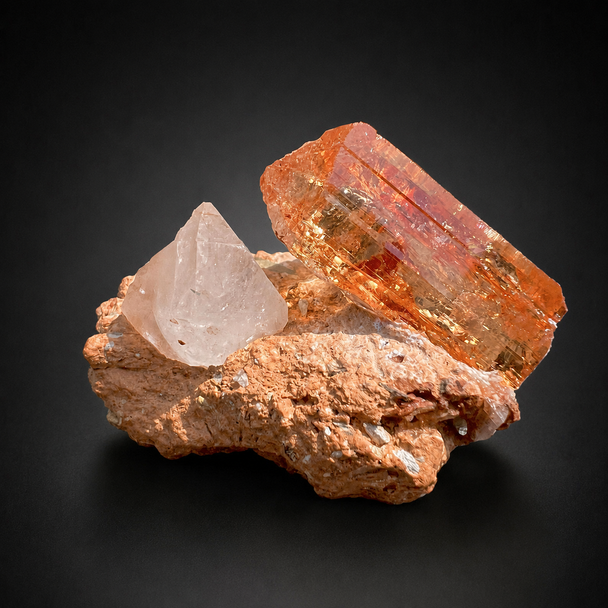 Natural Golden Topaz Crystal on Matrix from Katlang Pakistan, 59 gram