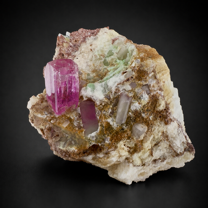 Natural Hot Pink Topaz Crystal on Matrix from Katlang Pakistan,110 gram