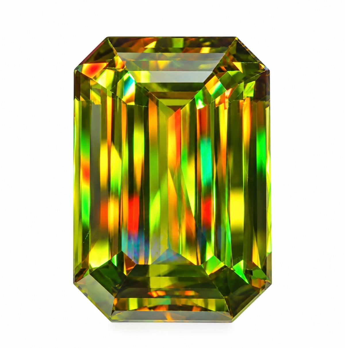 Chrome Sphene Gemstone, 7.00 Ct Emerald Cut