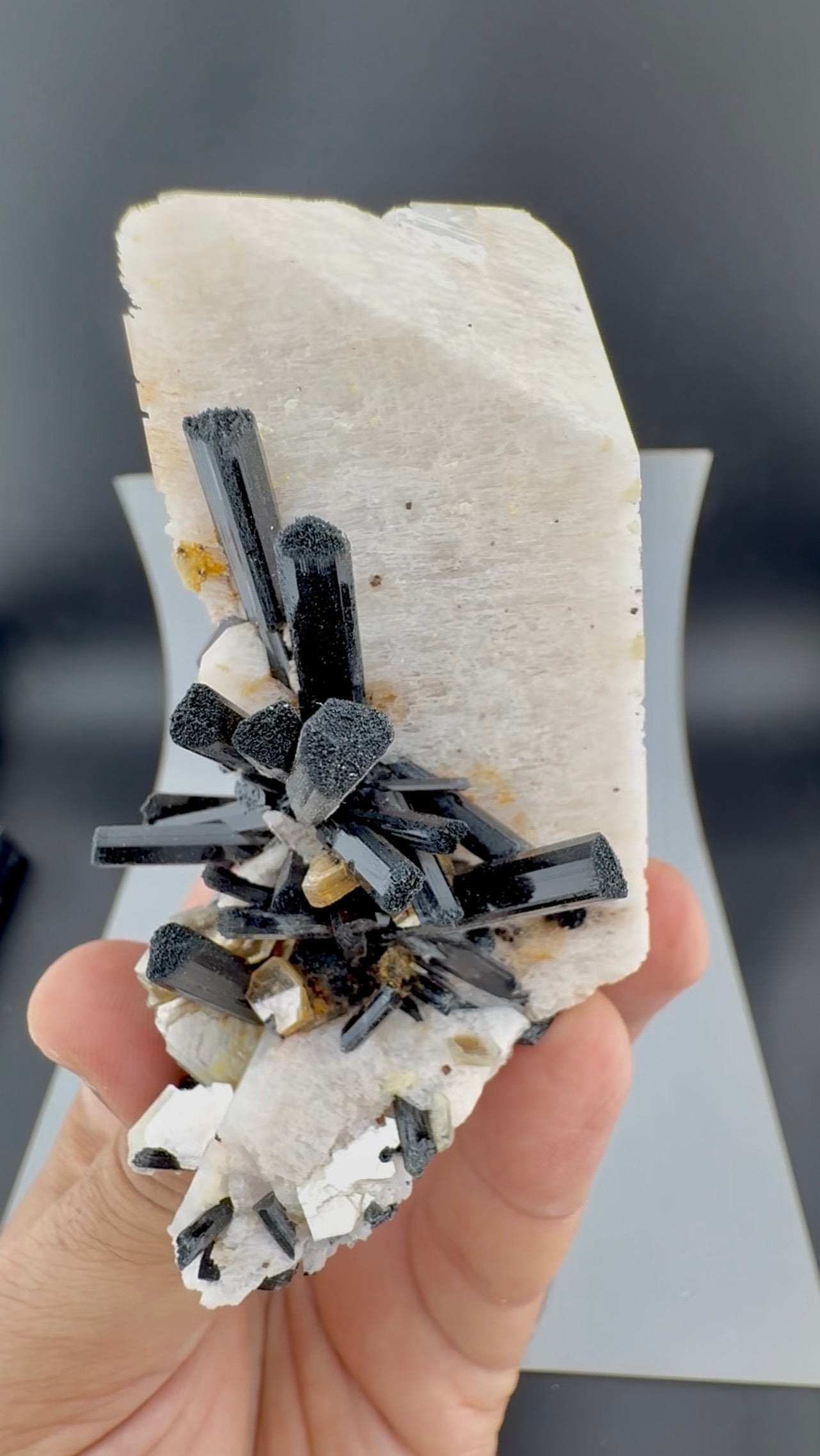 Schorl Tourmaline crystals on Microcline Feldspar from Pakistan, 186 gram