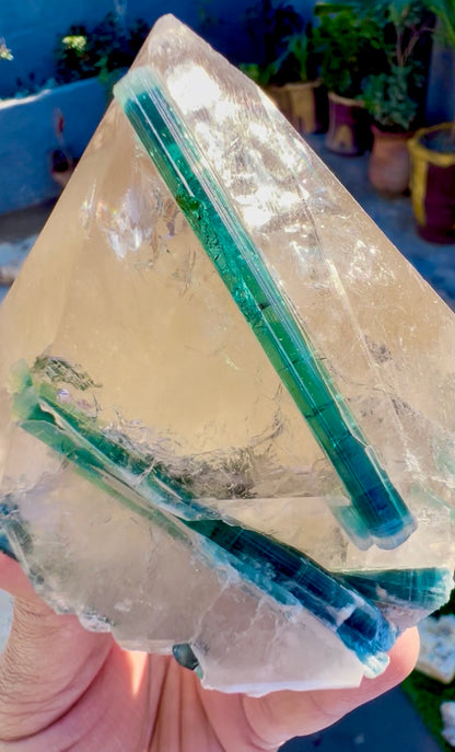 Indicolite Tourmaline on Smoky Quartz from Afghanistan, 677 gram