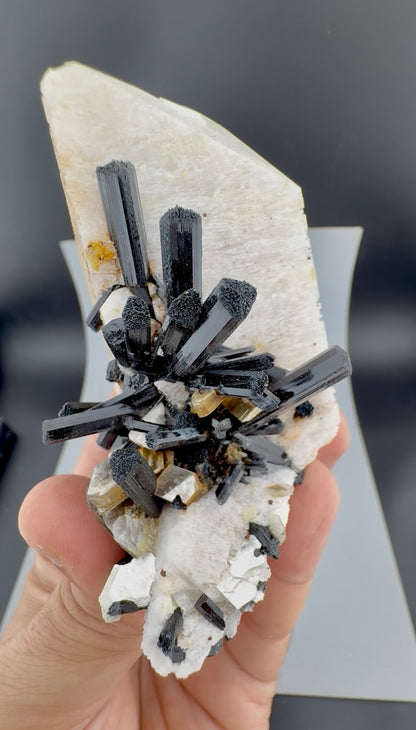 Schorl Tourmaline crystals on Microcline Feldspar from Pakistan, 186 gram