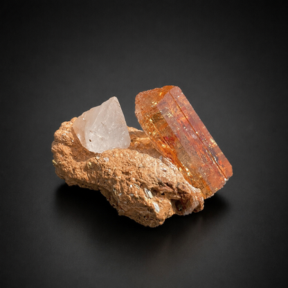 Natural Golden Topaz Crystal on Matrix from Katlang Pakistan, 59 gram