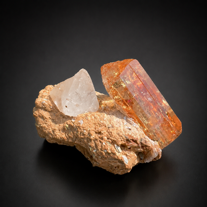 Natural Golden Topaz Crystal on Matrix from Katlang Pakistan, 59 gram