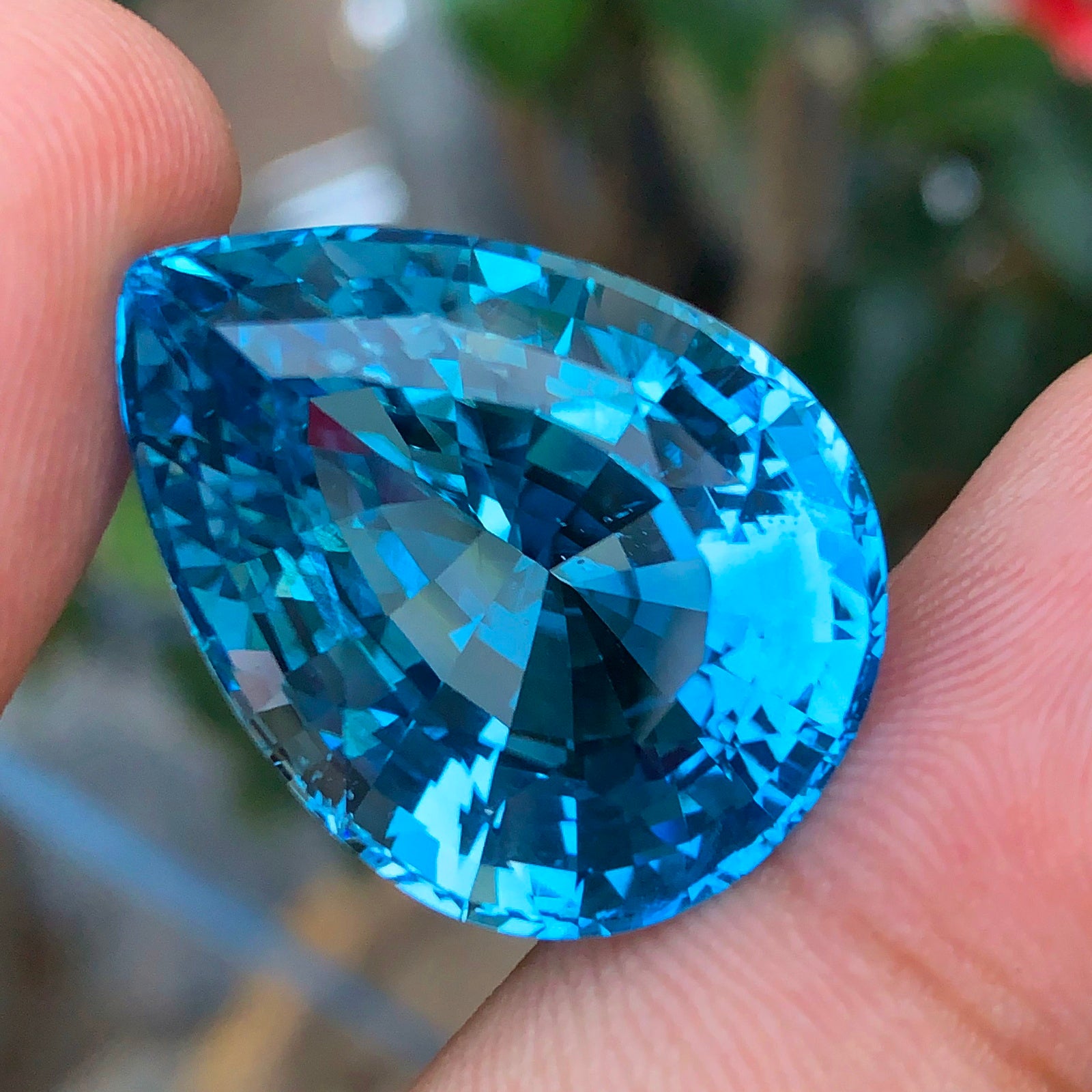 Swiss Blue Topaz Gemstone, Pear Shape Topaz Jewelry Stone, Natural Topaz