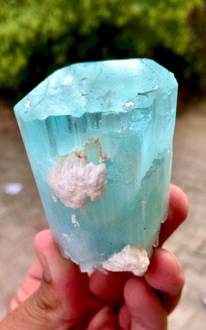 Aquamarine Crystal with Albite, Aquamarine Specimen from Pakistan, 233 gram
