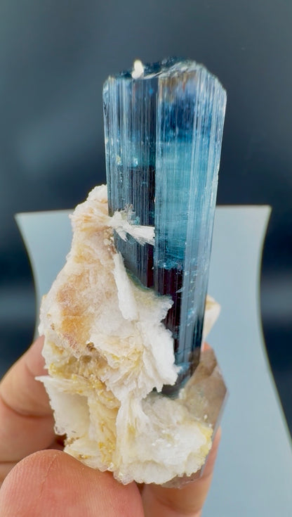 Indicolite Blue Tourmaline with Smoky Quartz, Albite and Mica from Afghanistan, 64 gram