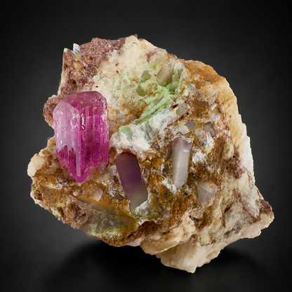 Natural Hot Pink Topaz Crystal on Matrix from Katlang Pakistan,110 gram