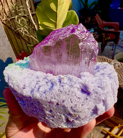 Pink Kunzite with Green Tourmalines on Lepidolite from Afghanistan, 749 gram