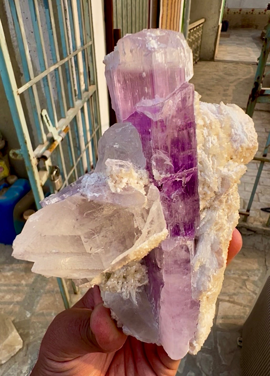 Kunzite Crystal with Quartz and Lepidolite from Afghanistan, 958 gram