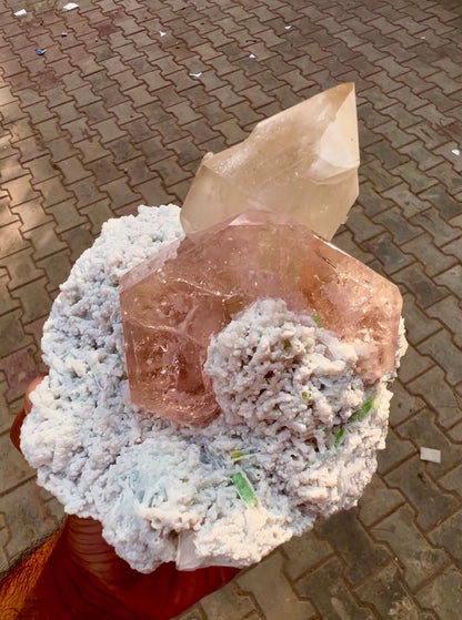 Morganite with Tourmalines, Quartz and Albite from Afghanistan, 1412 gram
